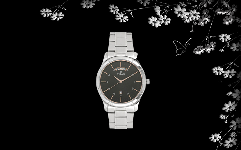 Đồng hồ Nam Titan 1767SM02 c&oacute; mặt đồng hồ m&agrave;u đen thanh lịch