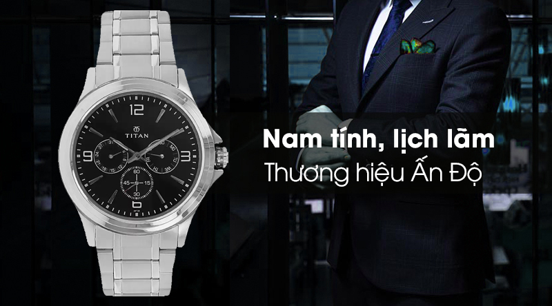 Đồng hồ Nam Titan 1698SM01 c&oacute; thiết kế nam t&iacute;nh