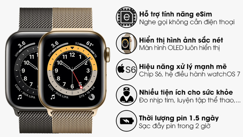 Apple Watch S6 LTE 40mm viền thép dây thép