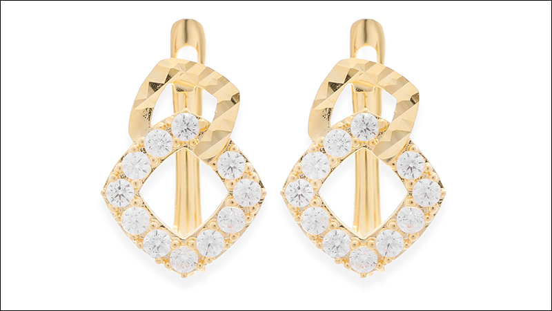 Bông tai hình thoi đính đá