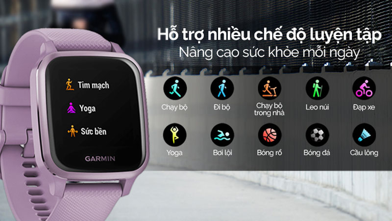 Garmin Venu SQ hỗ trợ nhiều chế độ luyện tập