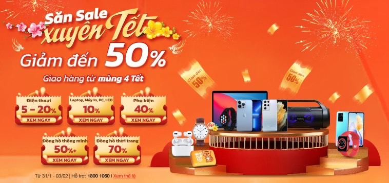Đặt hàng online Xuyên Tết - Giảm đến 50%