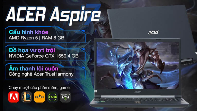 Laptop Acer Aspire 7 Gaming A715 giúp truyền tải dữ liệu nhanh chóng