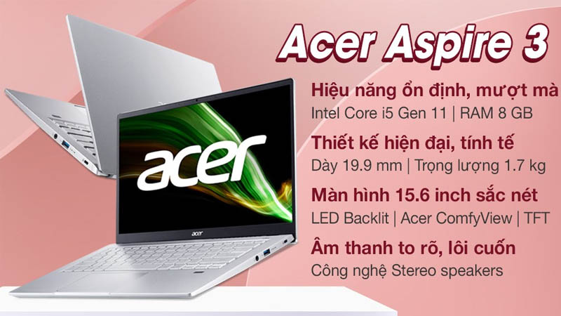 Laptop Acer Aspire 3 A315 sở hữu cấu hình ổn định