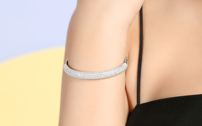 Vòng tay bạc AvaJi AVJ.T000097 mạ vàng trắng