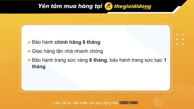 Chính sách bảo hành khi mua dây chuyền vàng tại Thế Giới Di Động