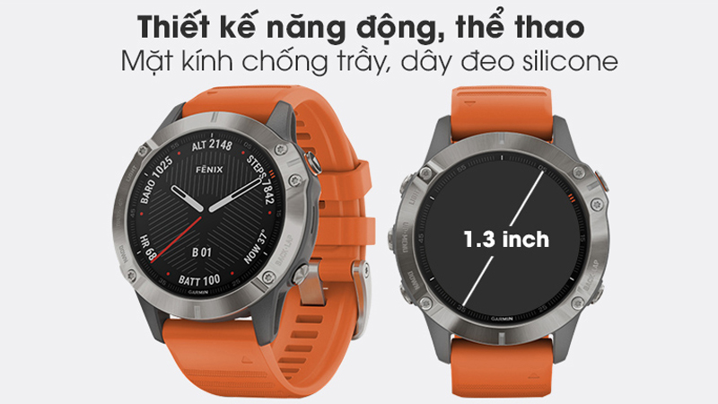 Garmin Fenix 6 Sapphire d&acirc;y silicone viền Titanium