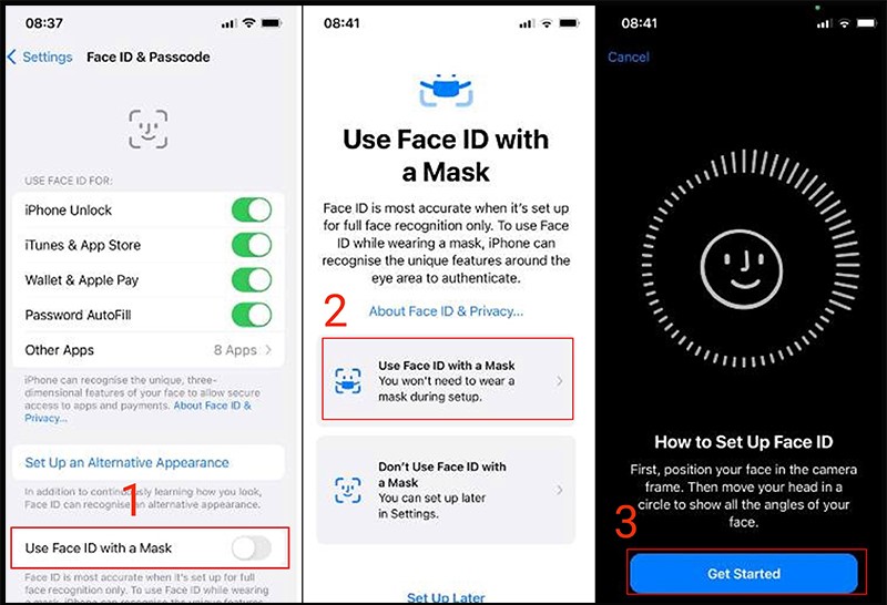 Các bước cài đặt tính năng mở khóa Face ID khi đeo khẩu trang trên iPhone