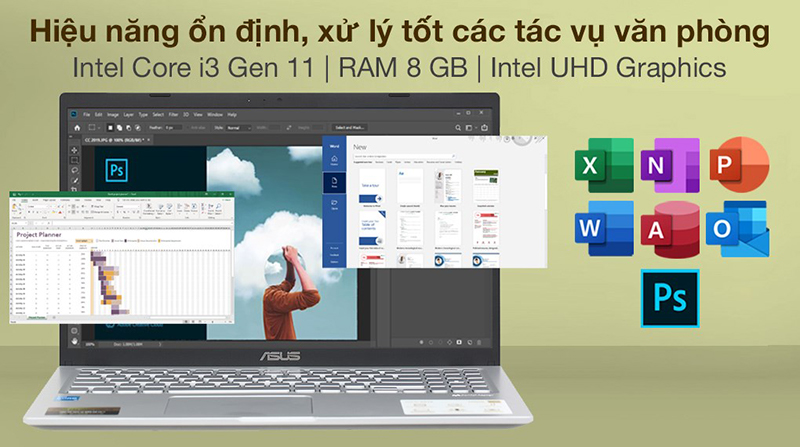 Với bộ vi xử lí Intel Core i3 ổn định, laptop đáp ứng đủ nhu cầu trong học tập