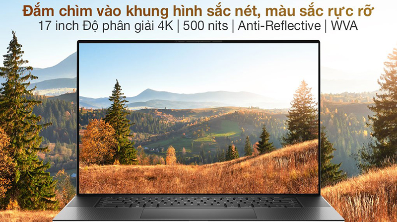 Chiếc máy tính xách có màn hình 17 inch, độ phân giải 4K/UHD+ (3840 x 2400)