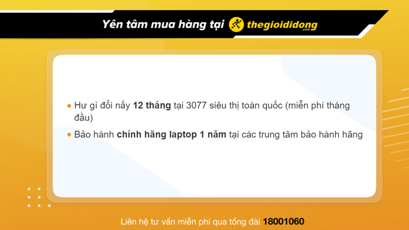 Chính sách bảo hành khi mua laptop tại TGDĐ