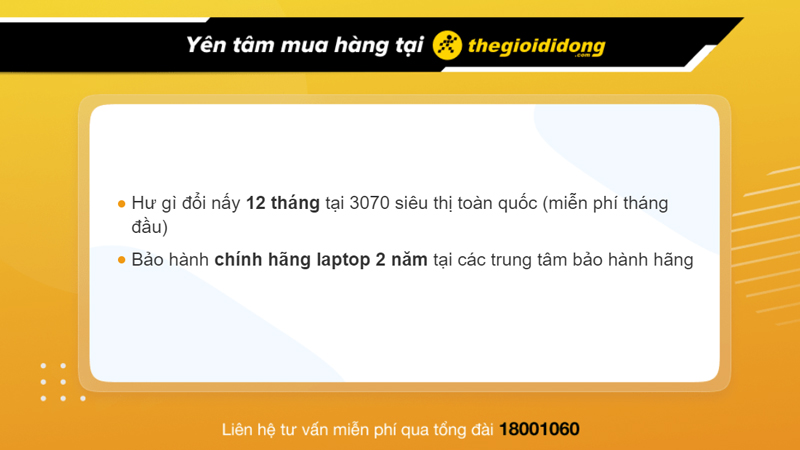 Chính sách bảo hành laptop tại Thế Giới Di Động