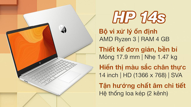 HP 14s fq1080AU R3 là dòng sản phẩm laptop phổ thông của HP, nổi bật với thiết kế tối giản