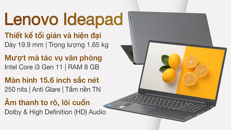 Lenovo Ideapad 3 15ITL6 i3 có ngôn ngữ thiết kế thanh lịch, đơn giản nhưng có hiệu năng khá tốt