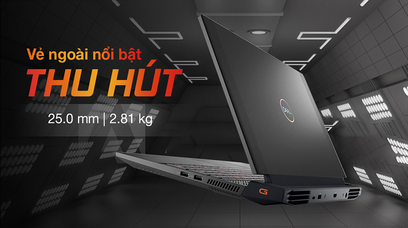 Laptop Dell Gaming được trang bị lớp vỏ nhựa m&agrave;u x&aacute;m bao bọc b&ecirc;n ngo&agrave;i 
