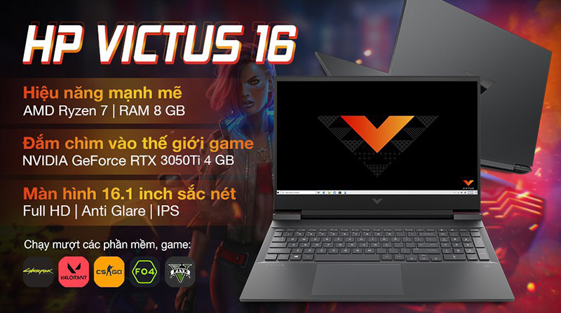 Laptop sở hữu k&iacute;ch thước m&agrave;n h&igrave;nh 16.1 inch với tấm nền IPS hiện đại