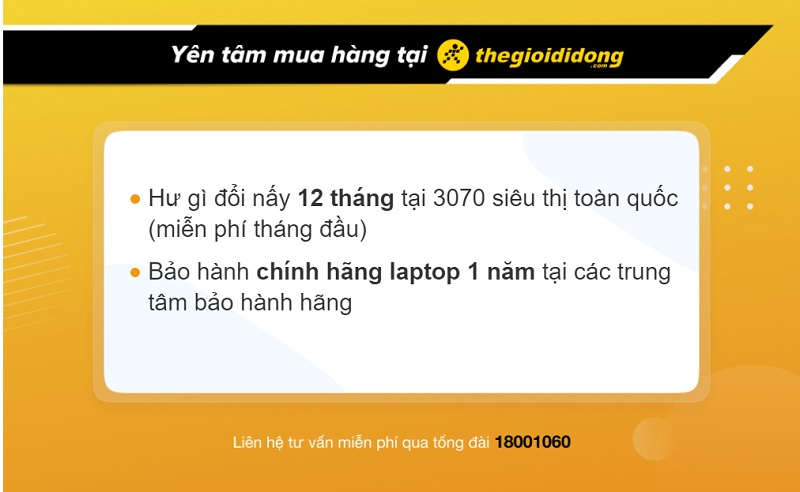 Chính sách bảo hành laptop tại Thế Giới Di Động.