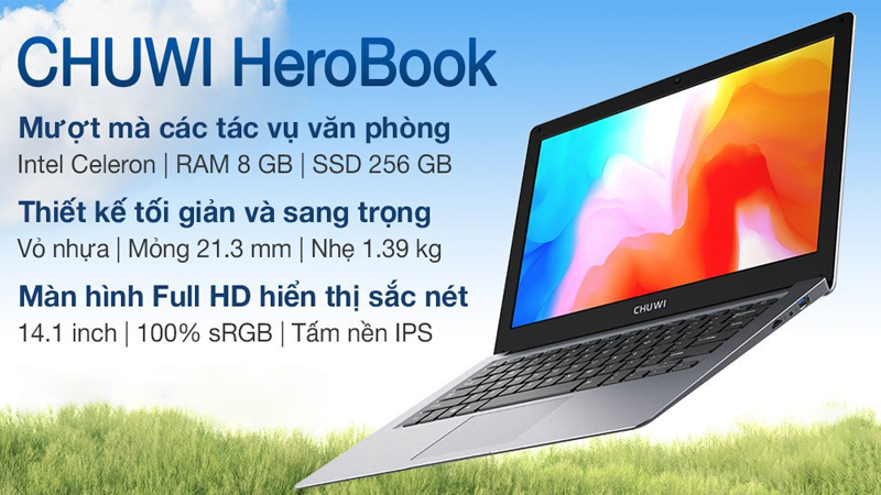 Laptop CHUWI HeroBook Pro m&agrave;u x&aacute;m