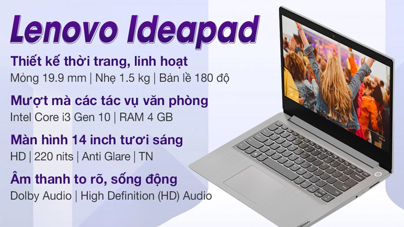 Laptop Lenovo Ideapad 3 14IML05 m&agrave;u x&aacute;m
