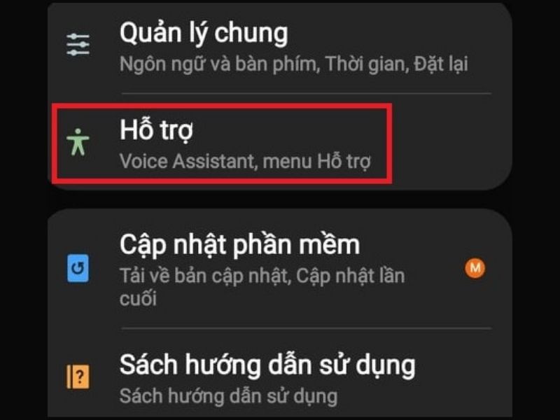 Chọn phần hỗ trợ