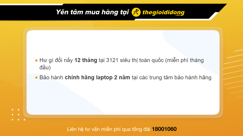 Chính sách bảo hành laptop tại Thế Giới Di Động