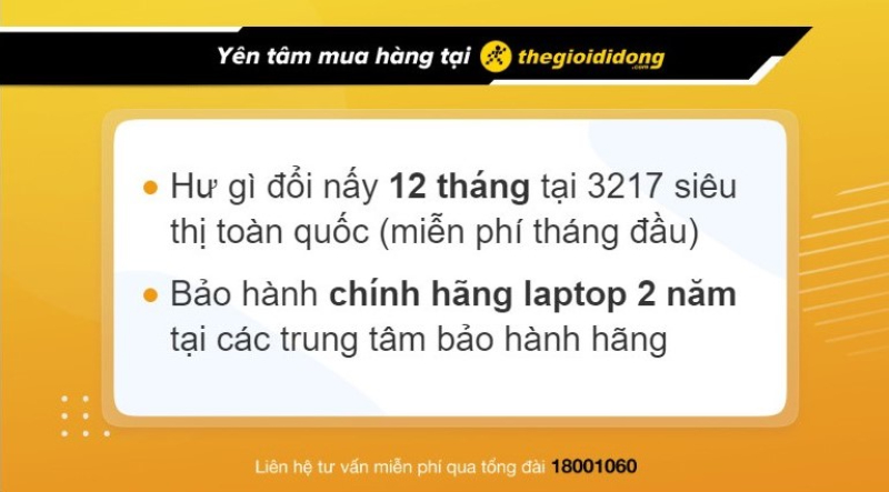 Chính sách bảo hành hấp dẫn khi mua laptop tại TGDĐ