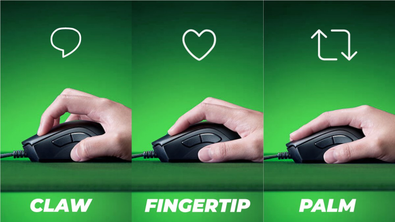 Fingertip Grip- kiểu d&aacute;ng chuột tương đối nhỏ v&agrave; bằng phẳng
