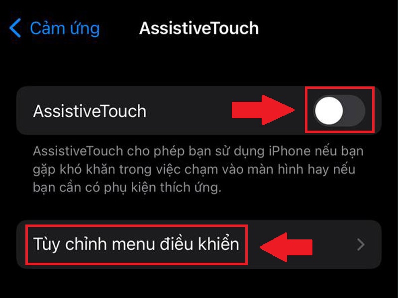 Hãy bật nút cho phép sử dụng AssistiveTouch