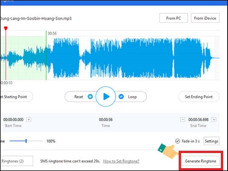 Chọn Generate Ringtone
