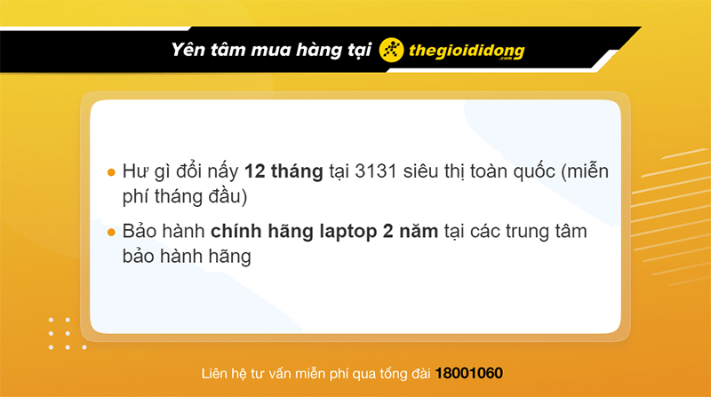 Chính sách bảo hành laptop tại Thế Giới Di Động