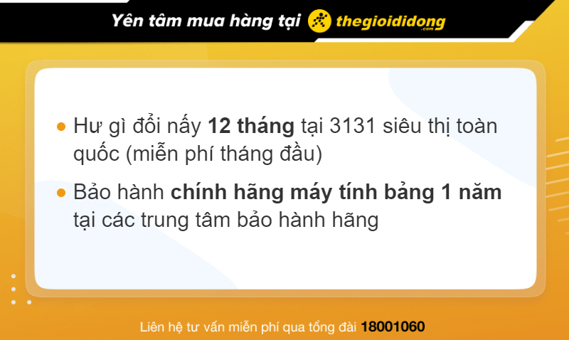 Chính sách bảo hành máy tính bảng tại Thế Giới Di Động