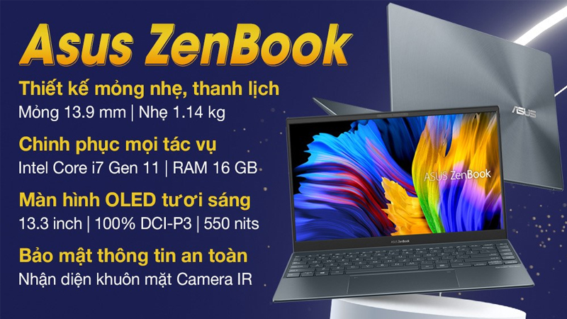 Laptop Asus ZenBook UX325EA i7 1165G7 thiết kế sang trọng