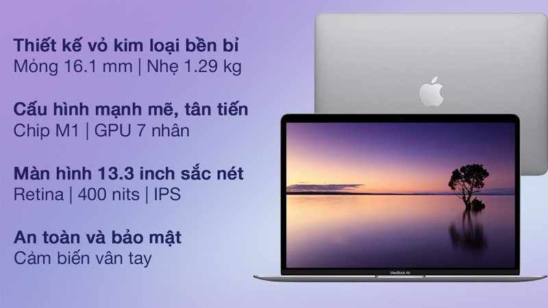 Laptop MacBook Air M1 2020 7-core GPU có kiểu dáng gọn nhẹ