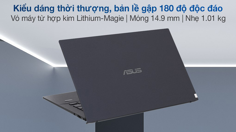 Thiết kế siêu mỏng nhẹ với bản lề mở 180 độ