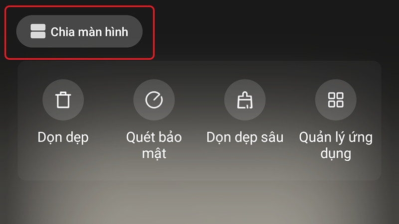 Nhấn vào chia màn hình