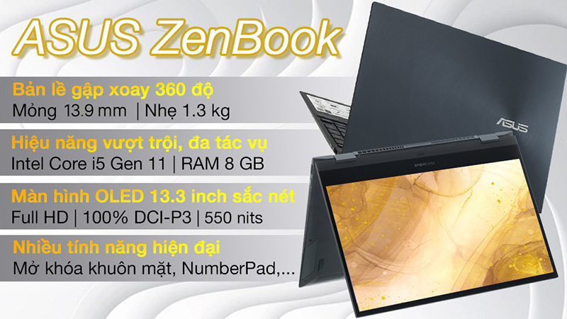 Asus ZenBook Flip UX363EA sở hữu thiết kế hiện đại với m&agrave;n h&igrave;nh gập 360 độ
