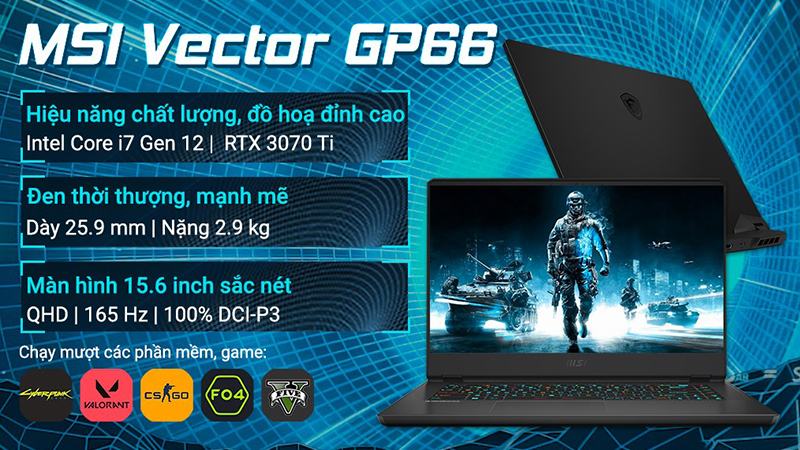 MSI Gaming Vector GP66 12UGS l&agrave; chiếc laptop gaming g&oacute;c cạnh, đột ph&aacute; về thiết kế
