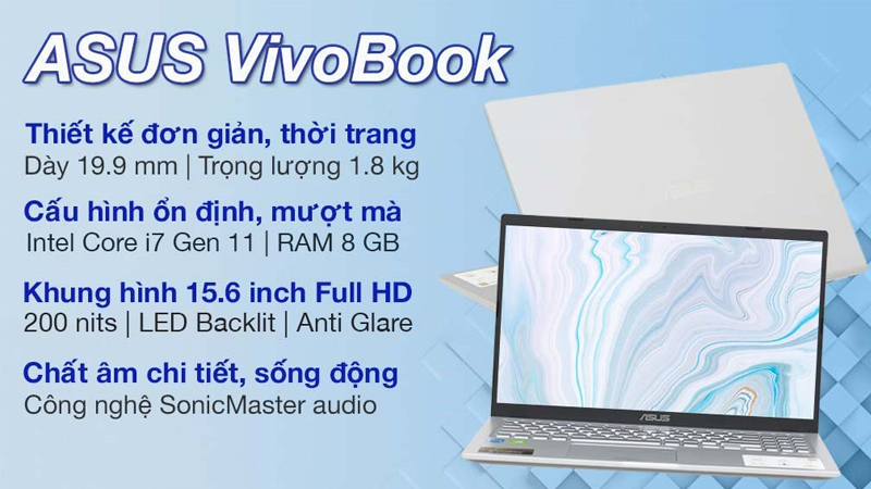 Mẫu laptop đến từ nhà Asus có kiểu dáng thời trang, đơn giản