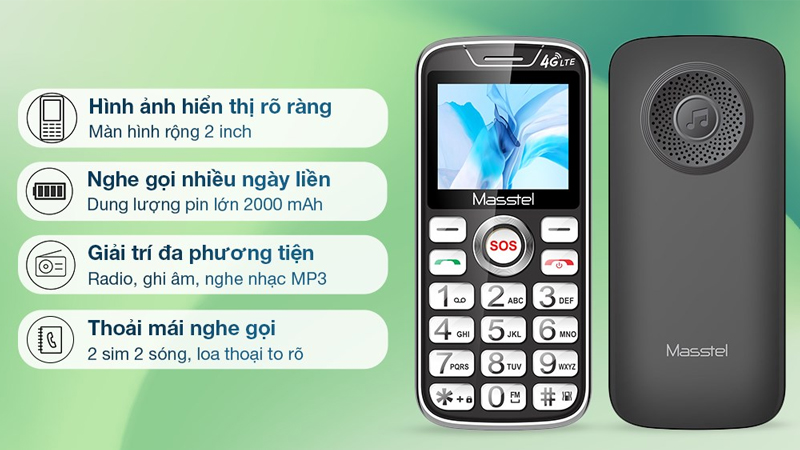 Masstel FAMI 60 4G có dung lượng pin cao