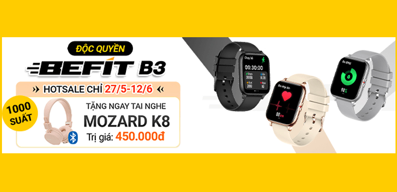 Khuyến mãi cực hấp dẫn dành cho đồng hồ thông minh BeFit BeU B3