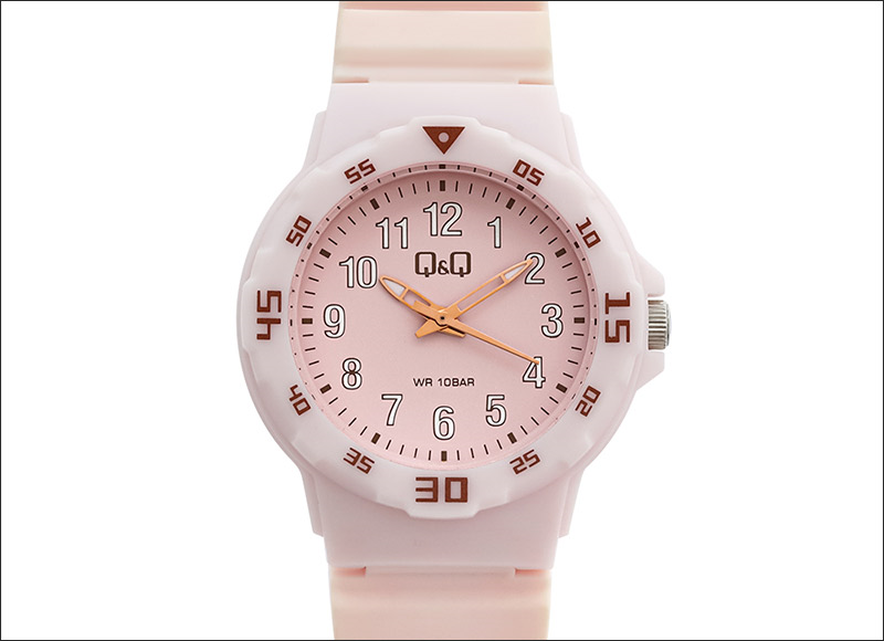Đồng hồ Q&Q 33 mm Nữ VS13J010Y với dây đeo màu hồng