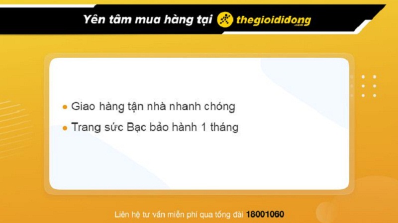 Chính sách bảo hành khi mua trang sức bạc tại TGDĐ