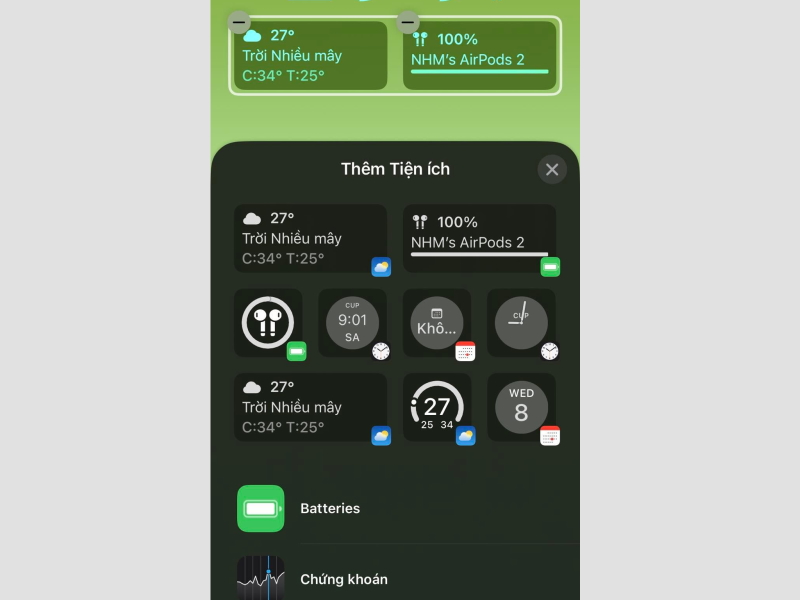 Các widget thêm vào màn hình khóa trên iOS 16