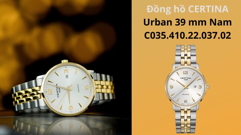 Đồng hồ CERTINA Urban 39 mm Nam sang trọng với chất liệu dây thép không gỉ