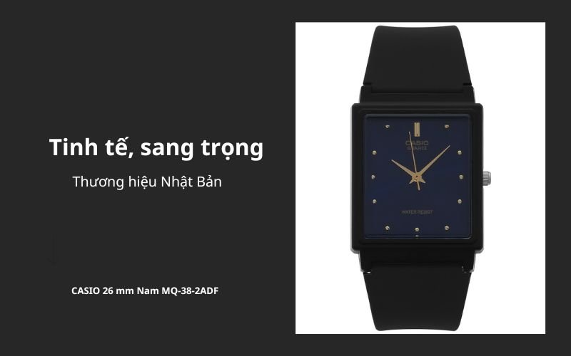 Đồng hồ CASIO nam mặt vuông tinh tế, sang trọng