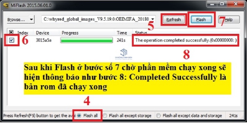 Chọn Flash all để tiến hành uprom