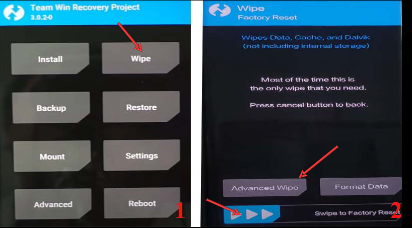  Wipe > Advanced Wipe.