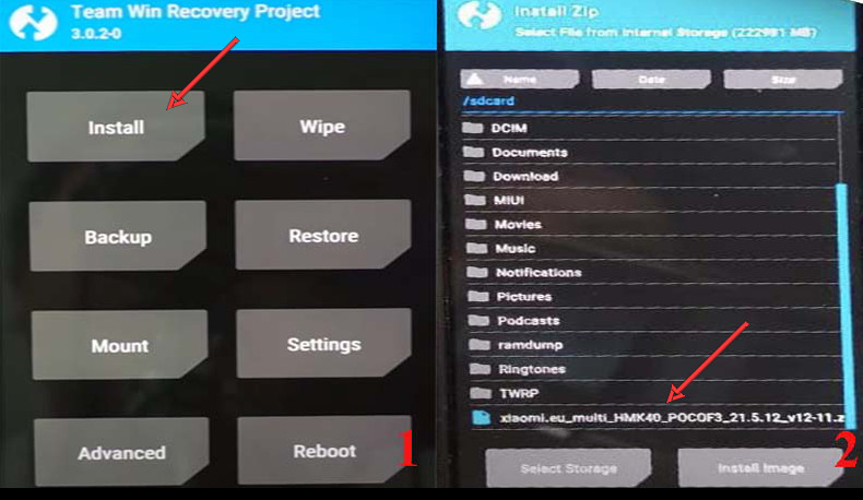 Chọn Install > Download > Switch to confirm Flash