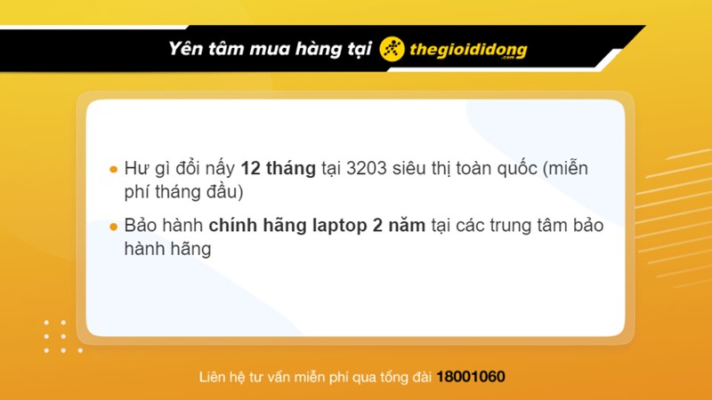 Chính sách bảo hành khi mua laptop Lenovo tại TGDĐ