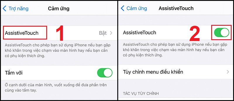 Thực hiện bật nút home ở AssistiveTouch